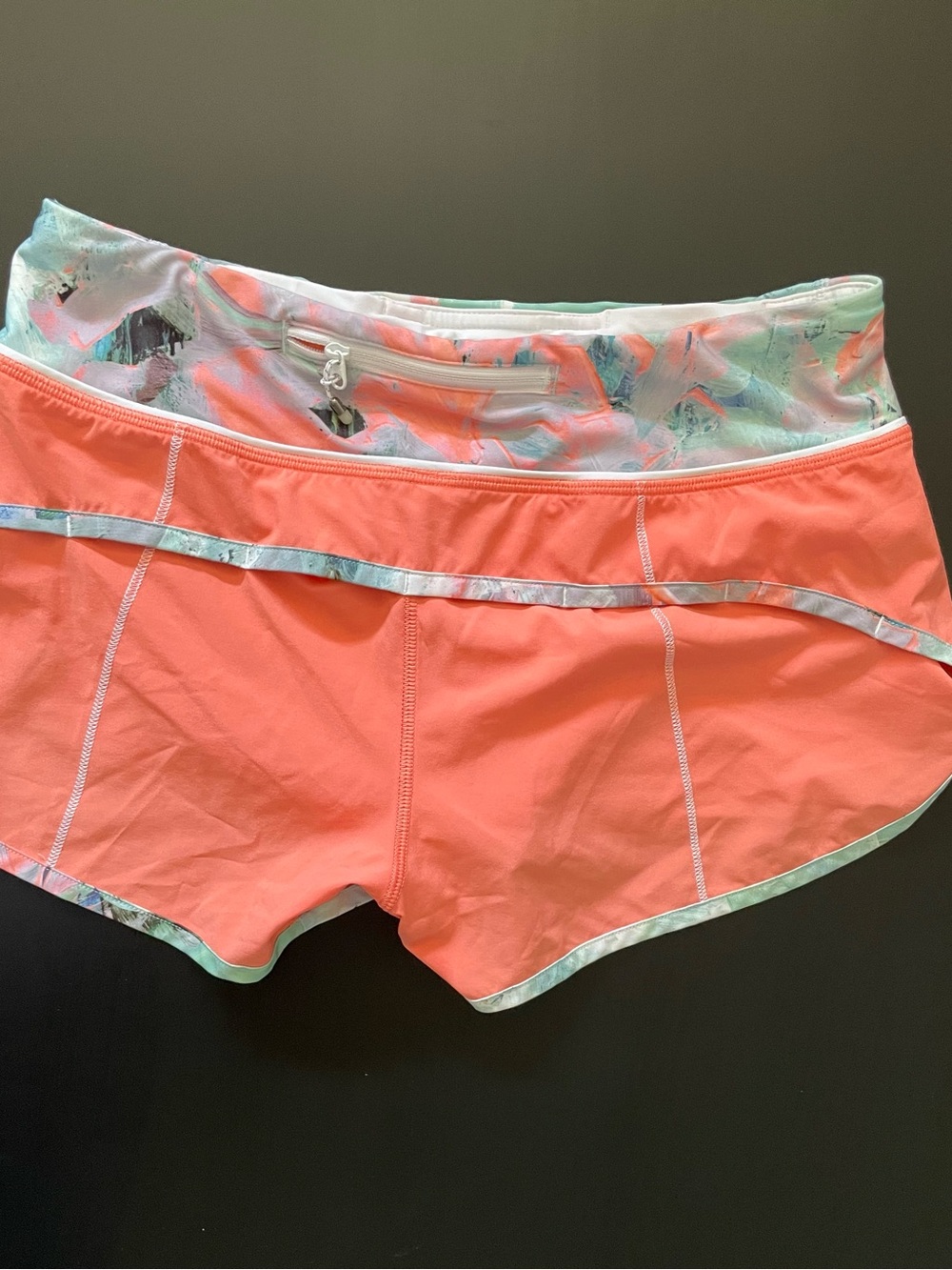 Women’s Coral Athletic Shorts with Mint Accent (4) - Picture 5 of 7